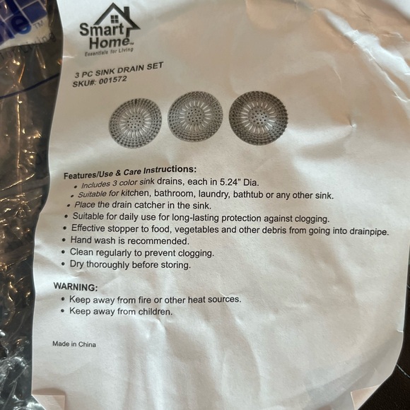 Smart Home 3 Piece Drain Covers New in Package - Picture 3 of 4